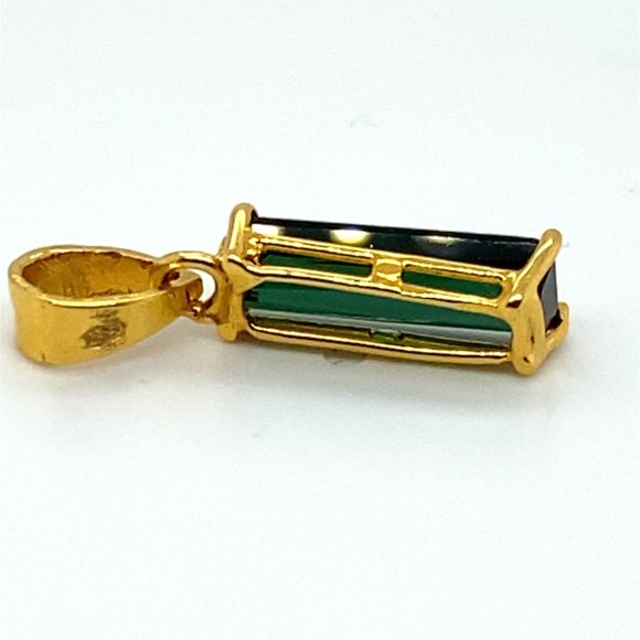 Green Tourmaline 3.10ct Solid 18K Yellow Gold Pendant - Picture 8 of 9